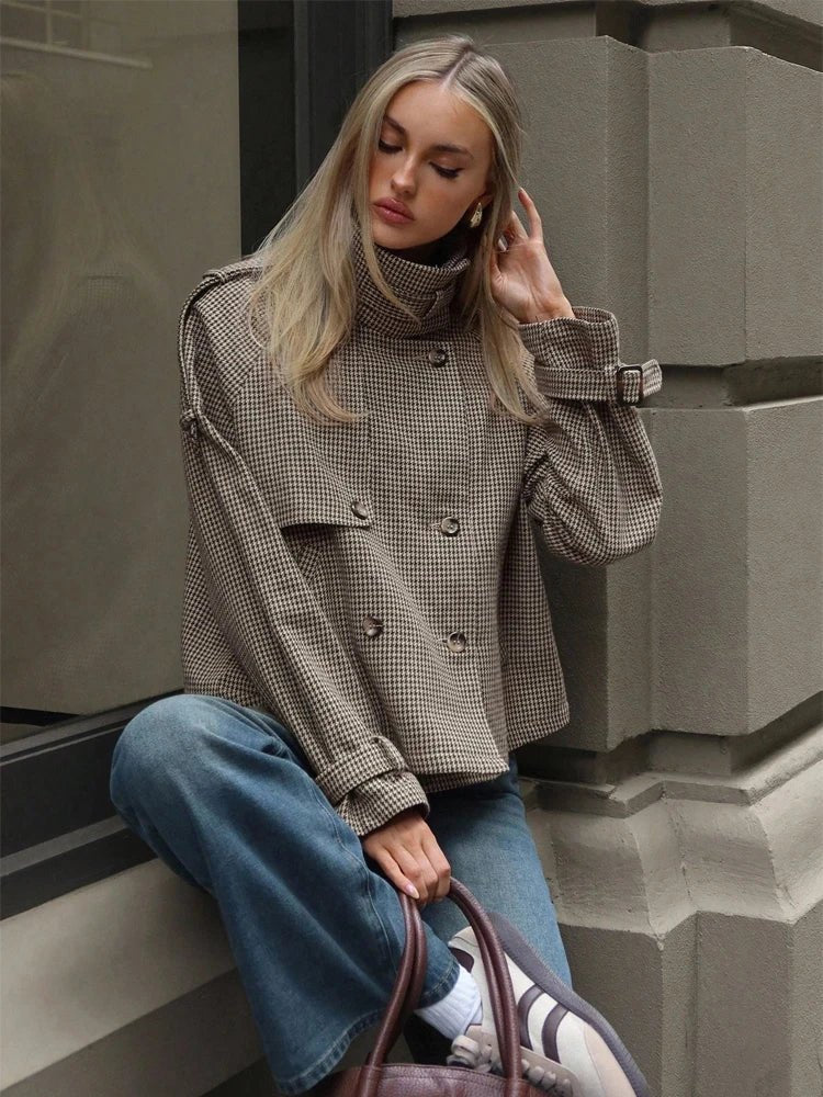 Helen Houndstooth-ternet Jakke