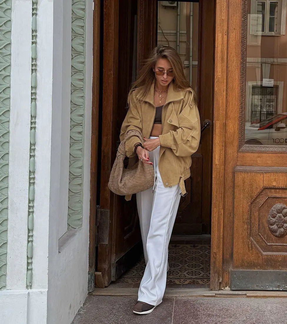 Erica Oversize Bomberjakke i Imiteret Ruskind