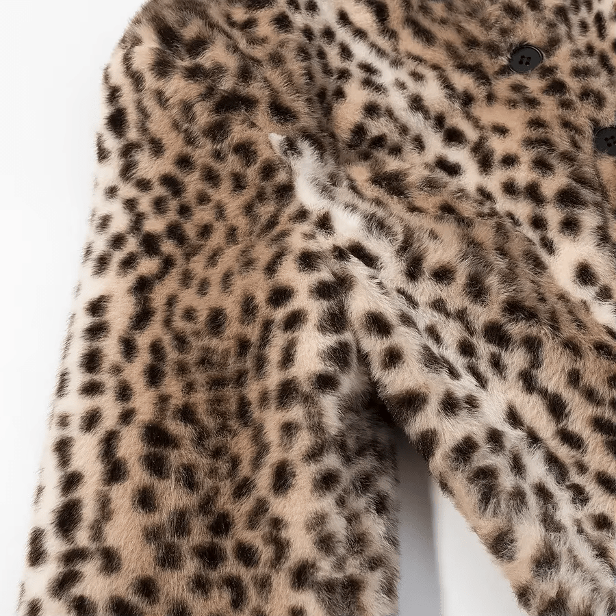Katie Leopard Faux Fur Cropped Jakke