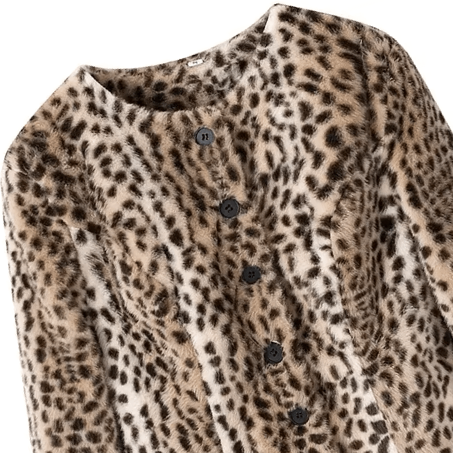 Katie Leopard Faux Fur Cropped Jakke
