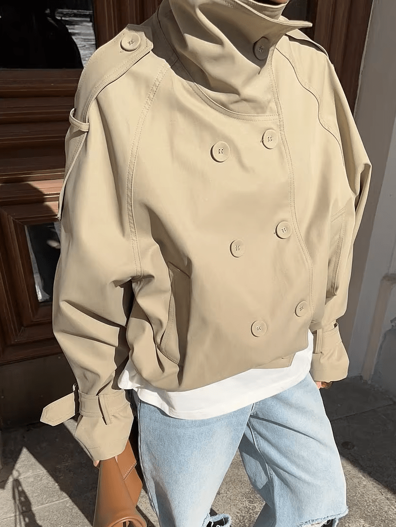Natalie kort trenchcoat med høj krave