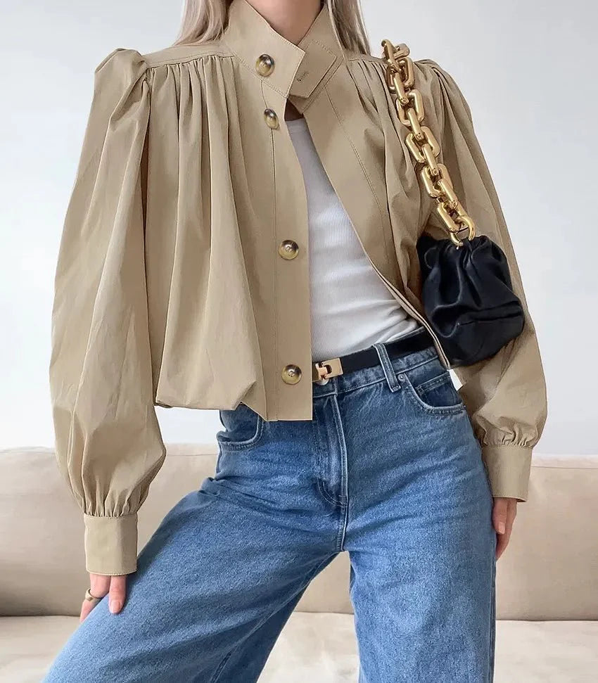 Margot cropped plisseret jakke