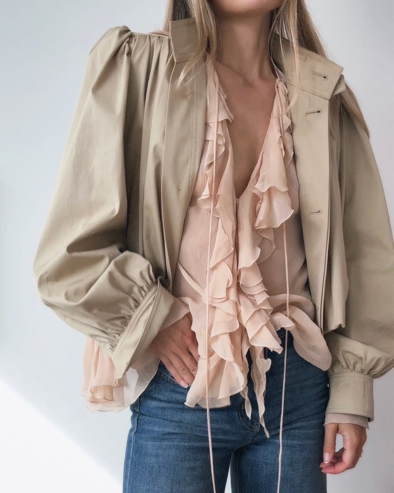 Margot cropped plisseret jakke