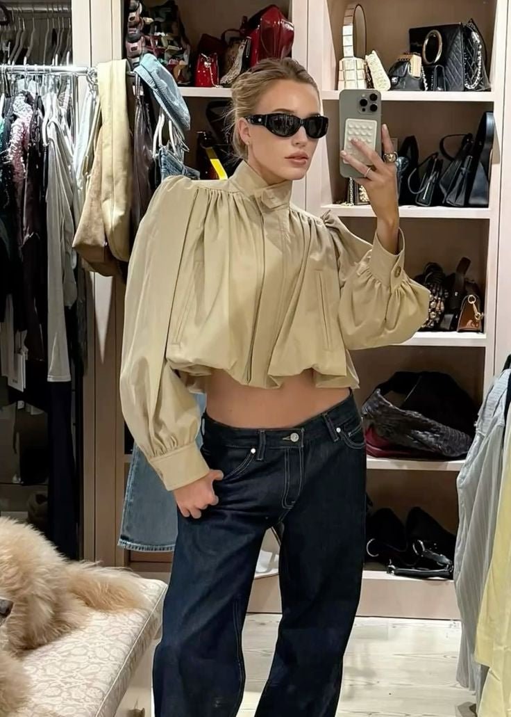 Margot cropped plisseret jakke