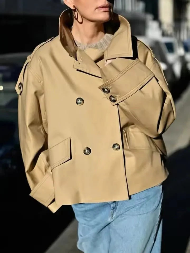 Brynn cropped trenchcoat med standkrave