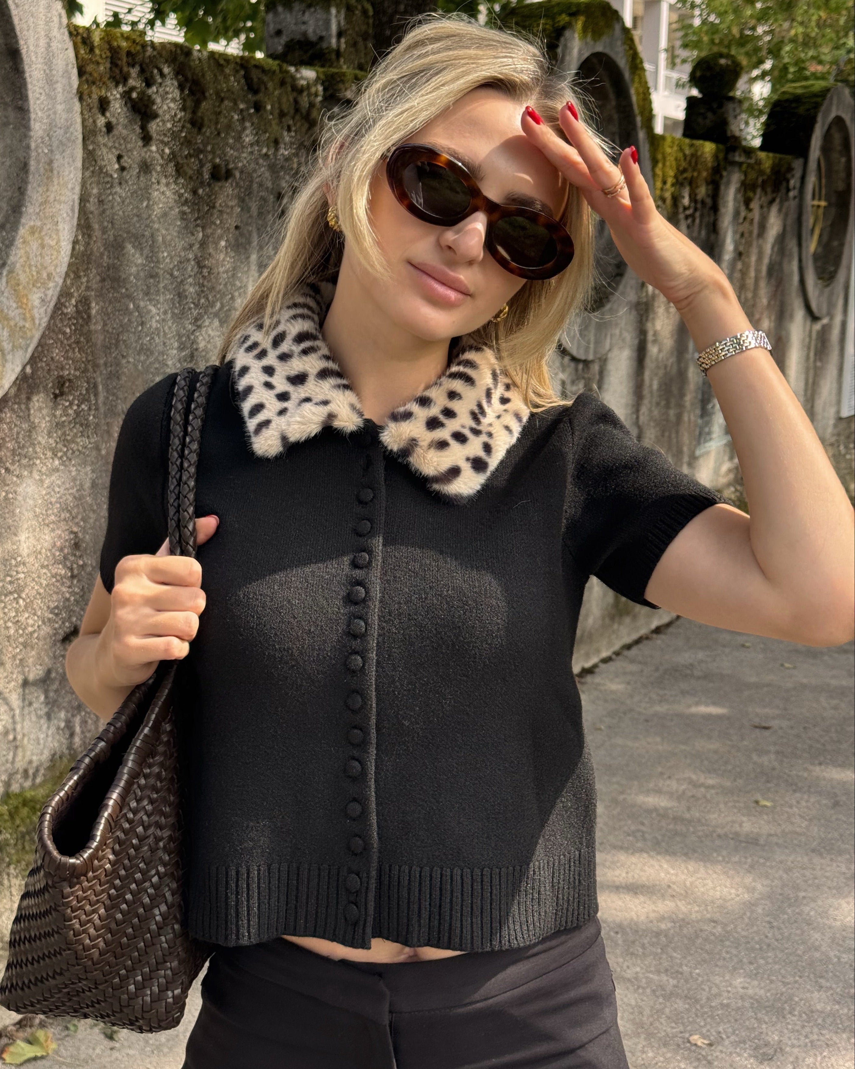 Ella Faux Fur Bambi Knit Cardigan Top