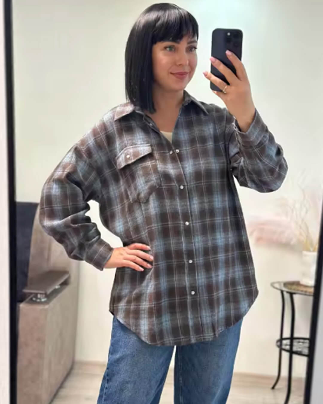 Kate Oversize Ternet Skjorte