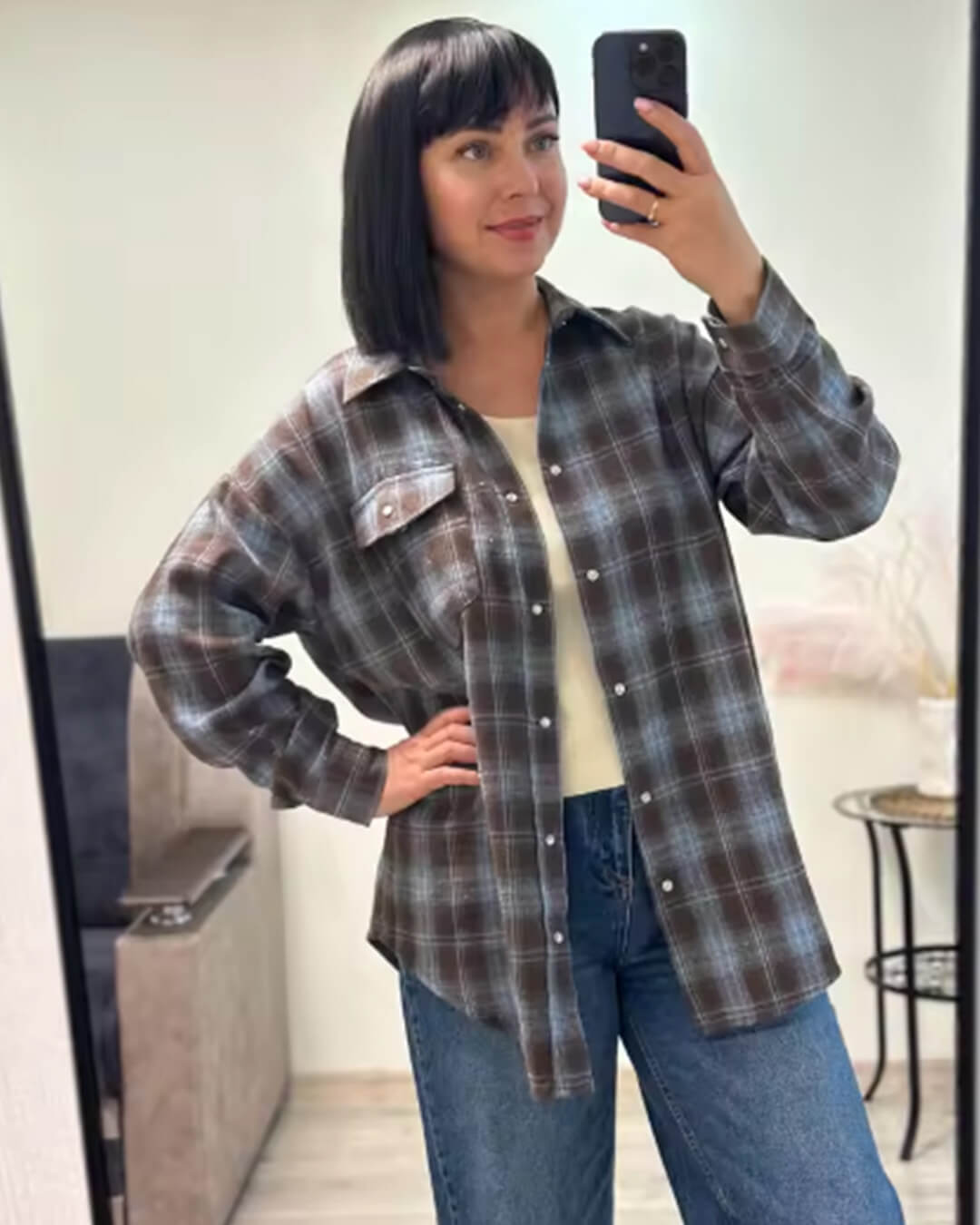 Kate Oversize Ternet Skjorte