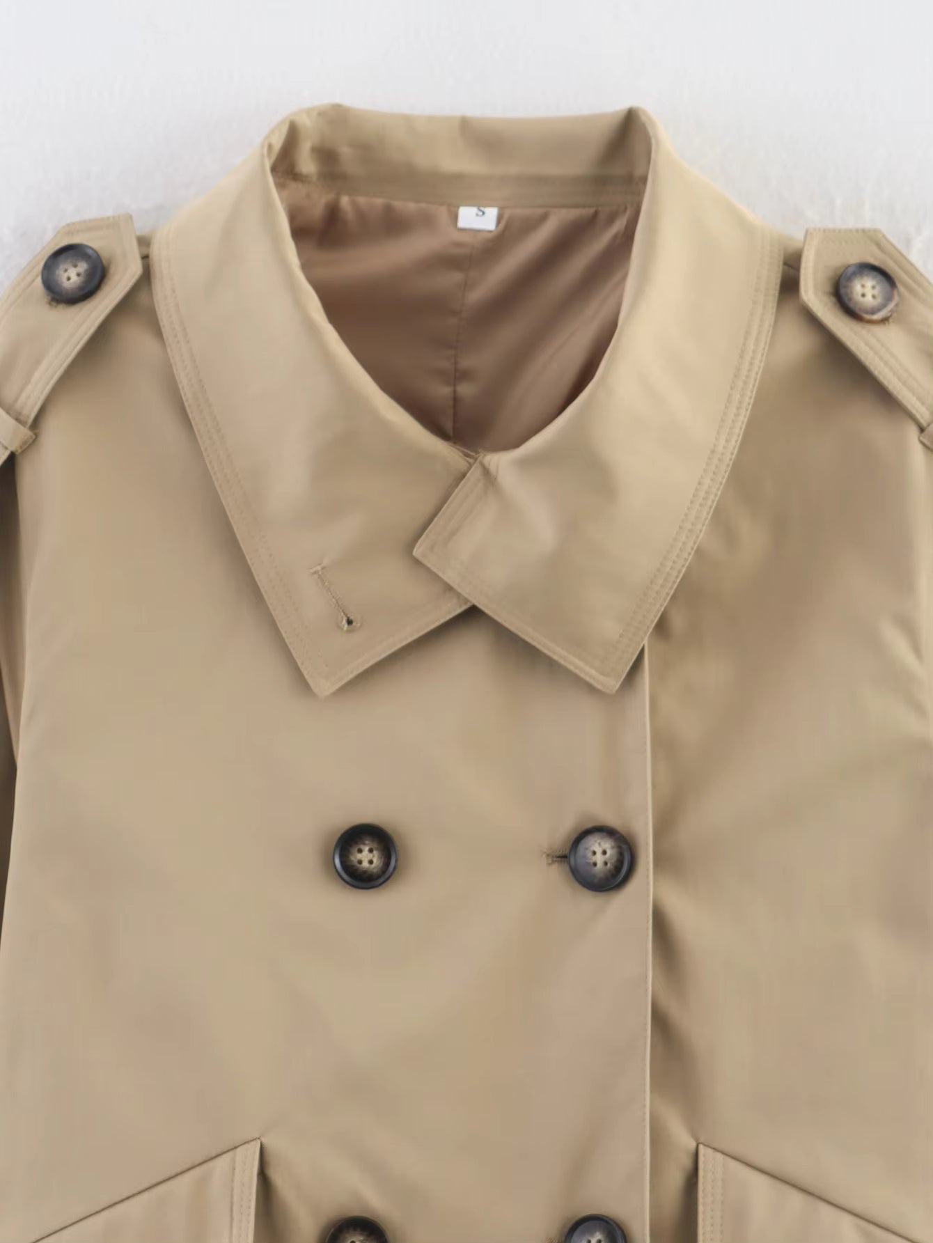 Audrey Beige Dobbelt Radet Trenchcoat