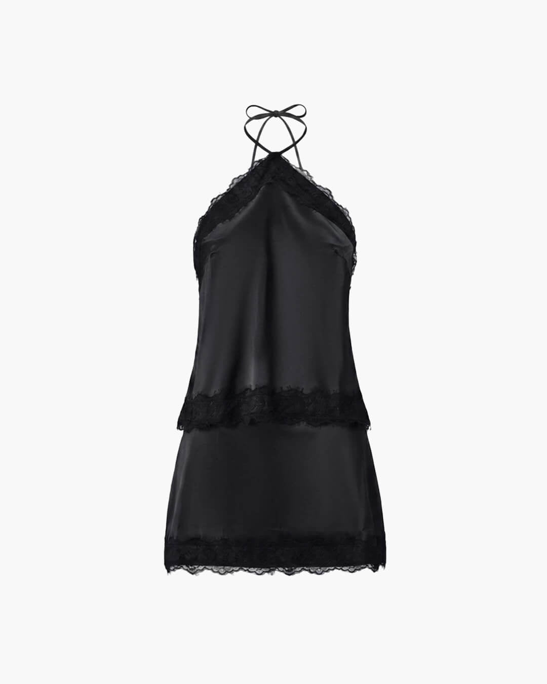 Miranda satin halter to-delt sæt