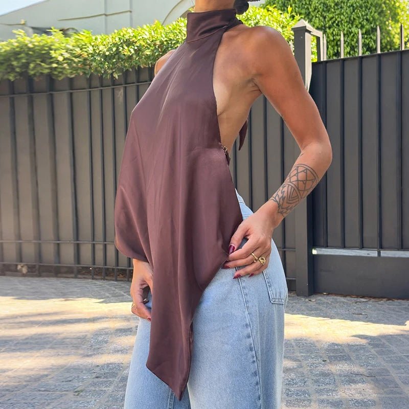 Ava Backless Halter Silk Top