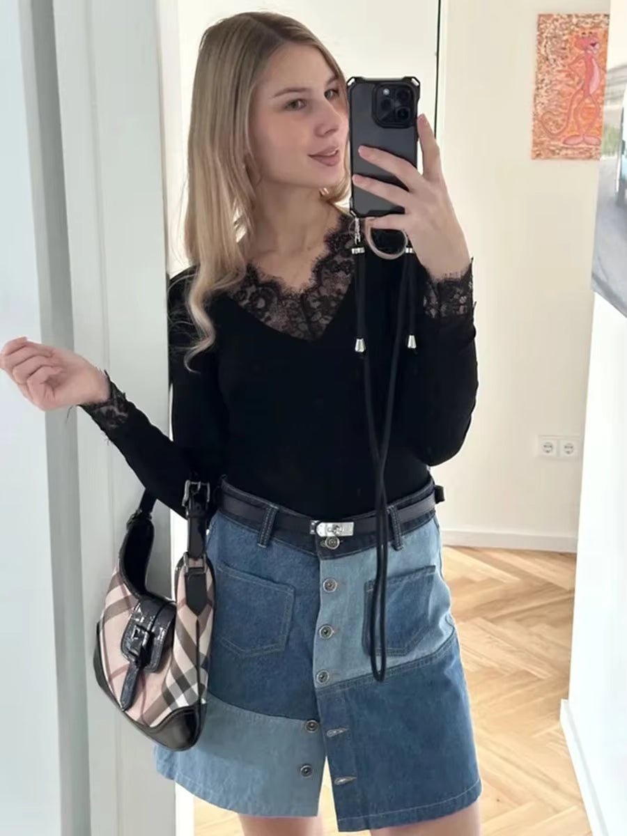 Sarah Lace V-hals Casual Top