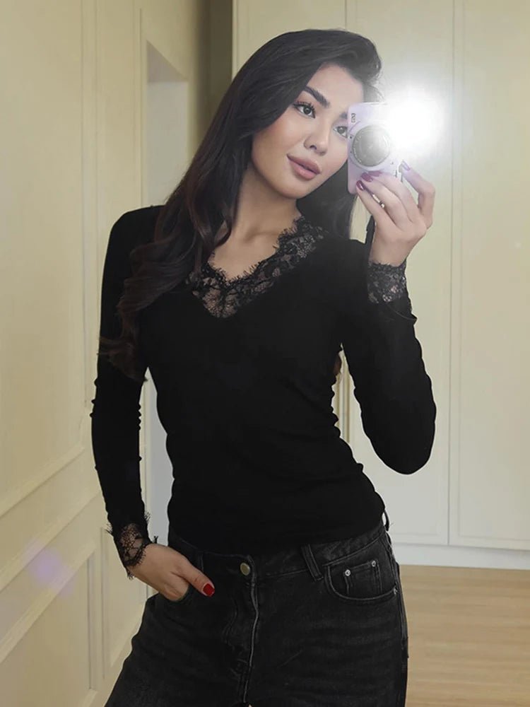 Sarah Lace V-hals Casual Top