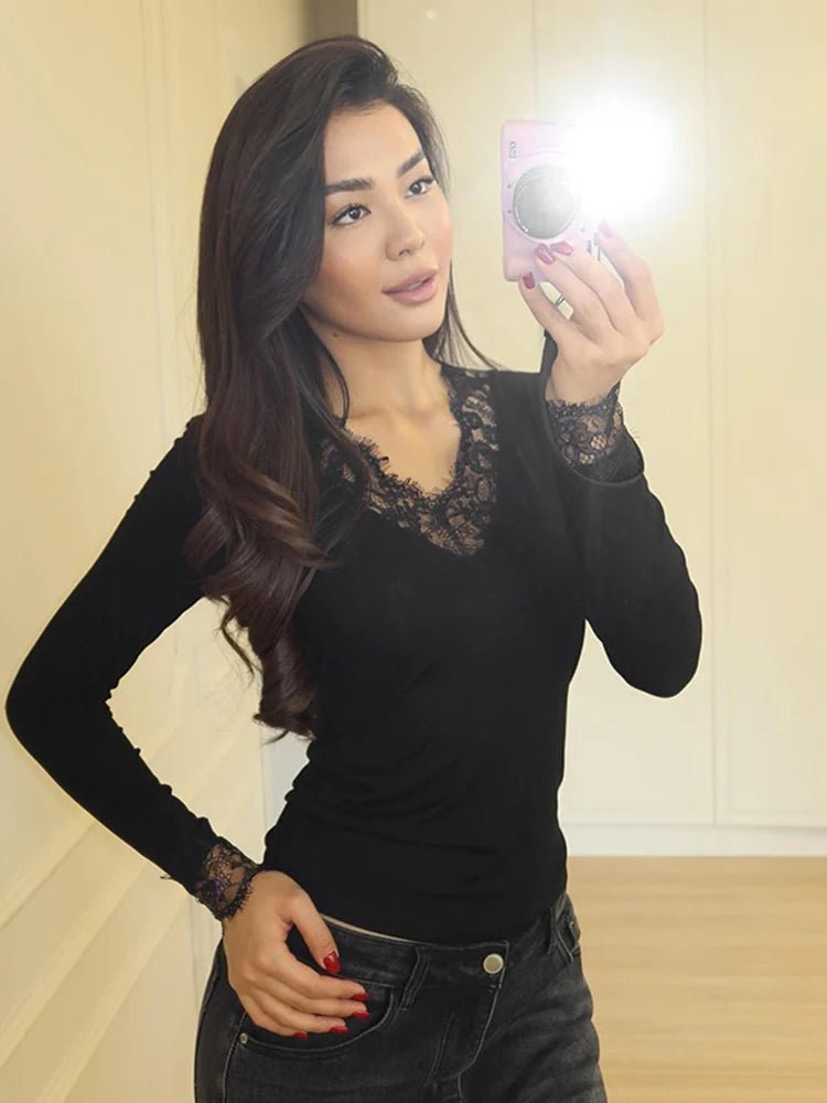 Sarah Lace V-hals Casual Top