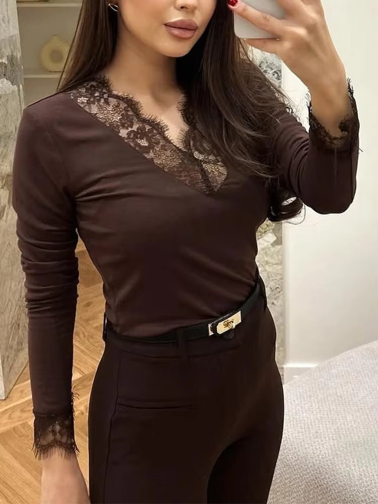 Sarah Lace V-hals Casual Top