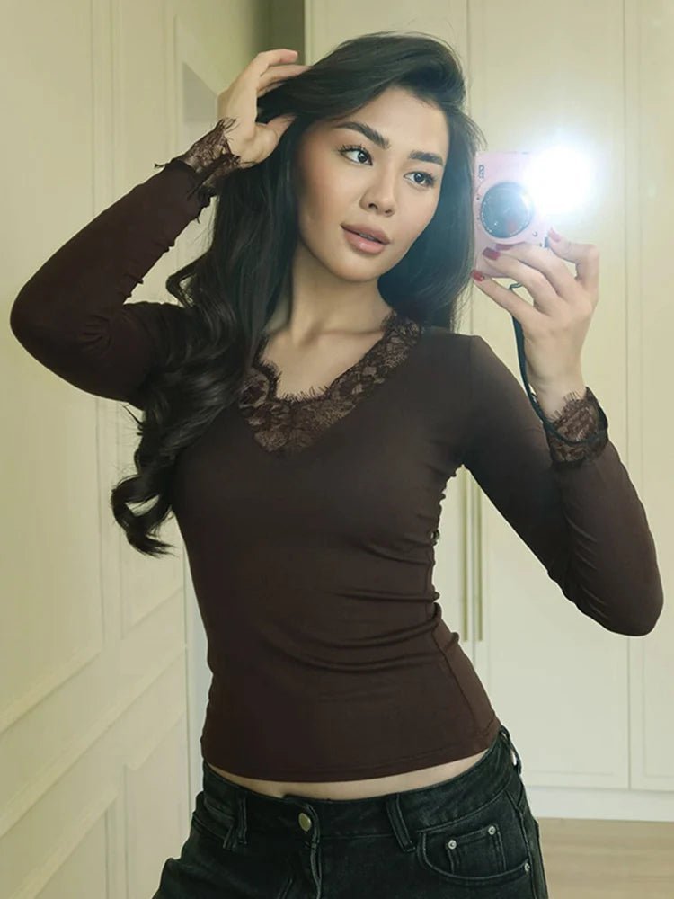 Sarah Lace V-hals Casual Top