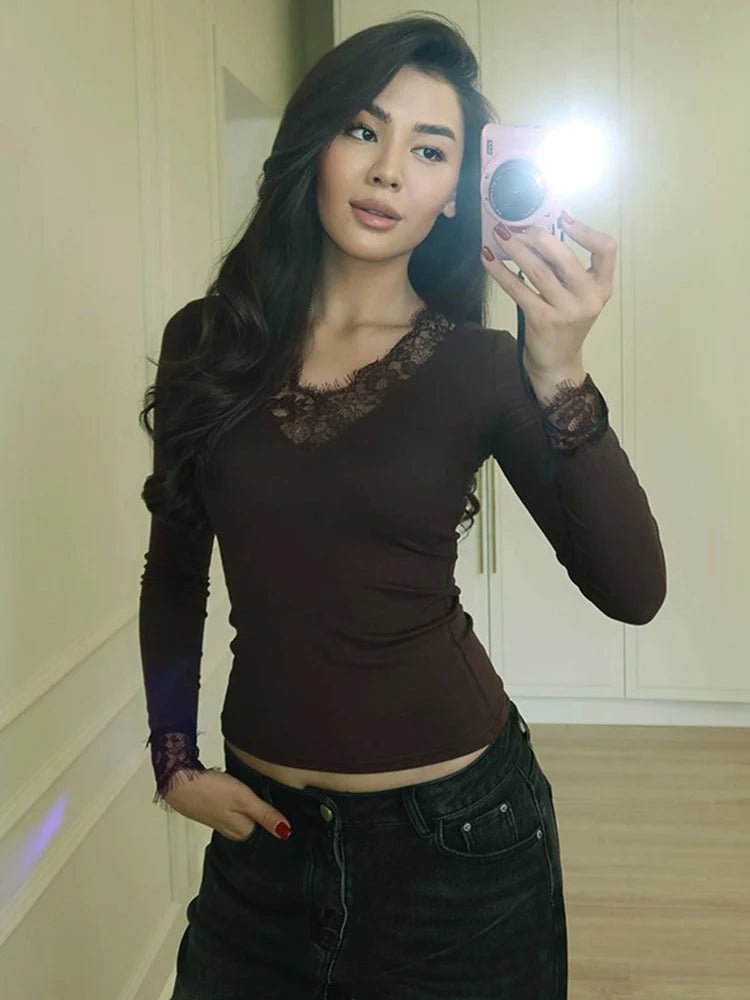 Sarah Lace V-hals Casual Top