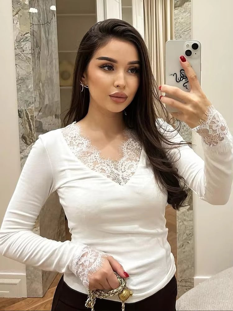 Sarah Lace V-hals Casual Top