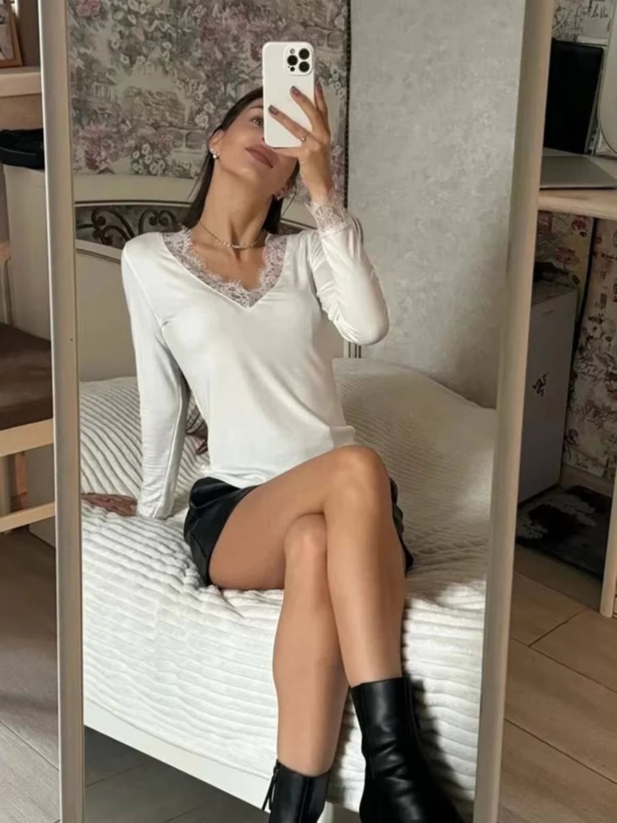 Sarah Lace V-hals Casual Top