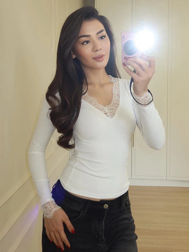 Sarah Lace V-hals Casual Top