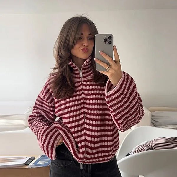 Hanna højhalset zip-up cardigan