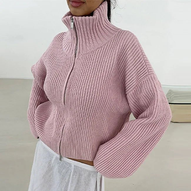 Hanna højhalset zip-up cardigan