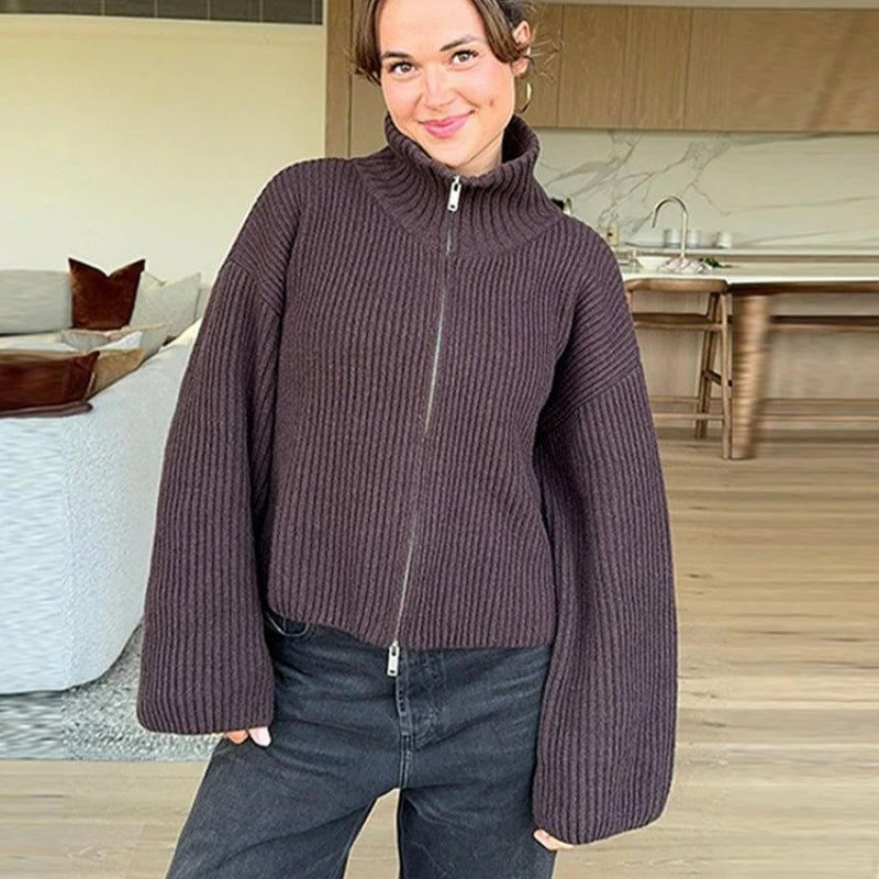 Hanna højhalset zip-up cardigan