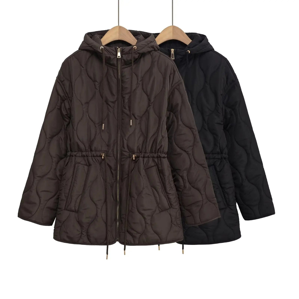 ZEYA - Abbie Hooded Quilted Jacket with Drawstring