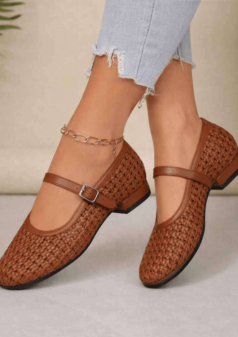 ZEYA - Ella Woven Mesh Mary Jane Flats