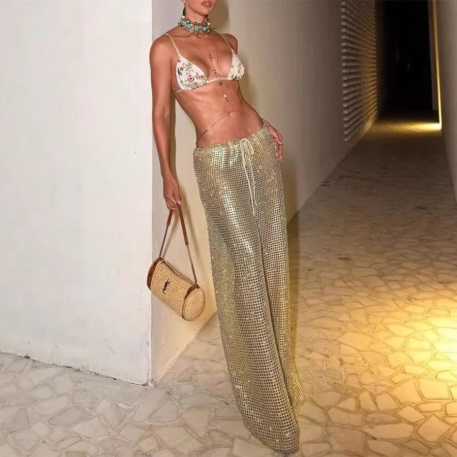 ZEYA - Alicia Gold Drawstring Wide Leg Pants