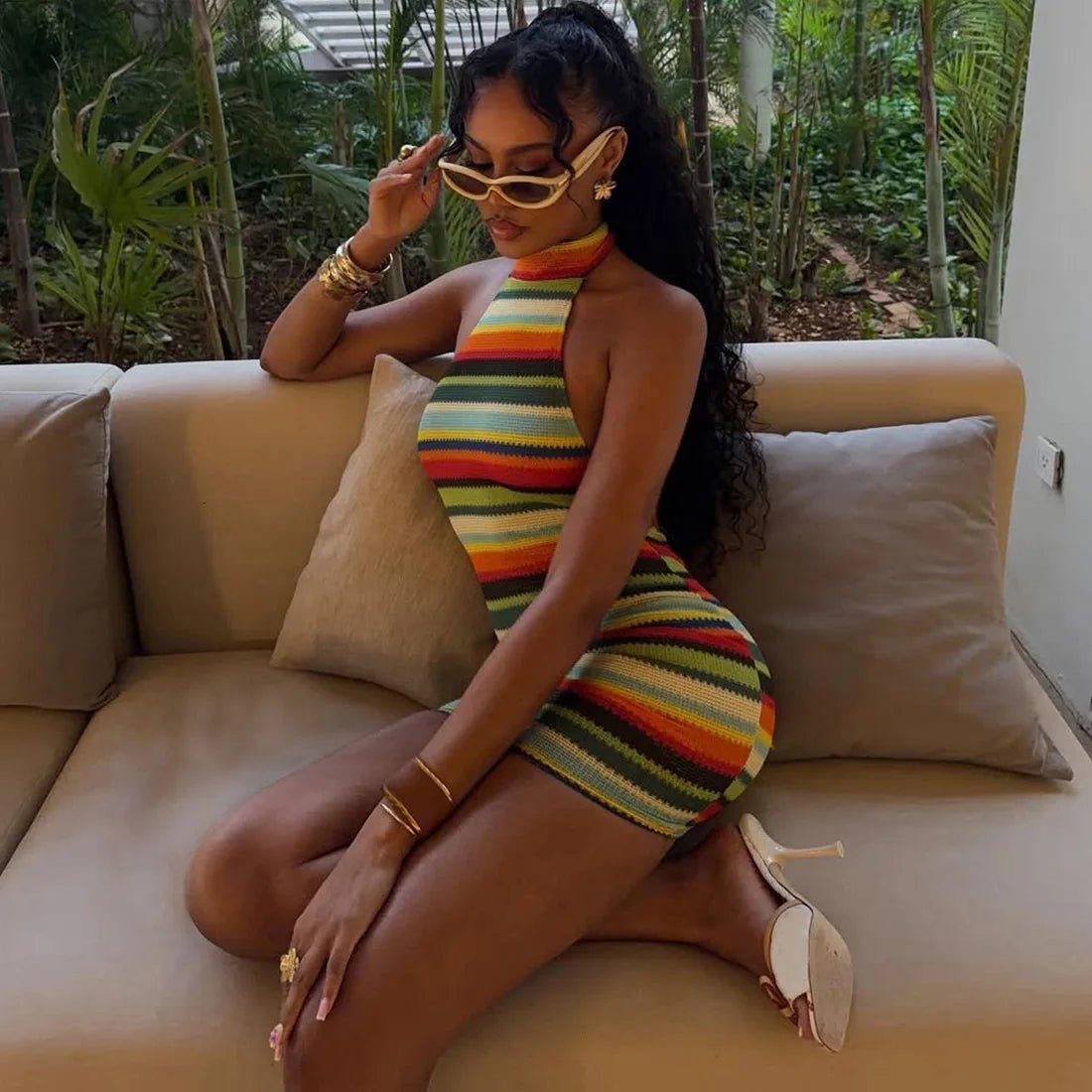ZEYA - Allie Striped Halter Bodycon Dress