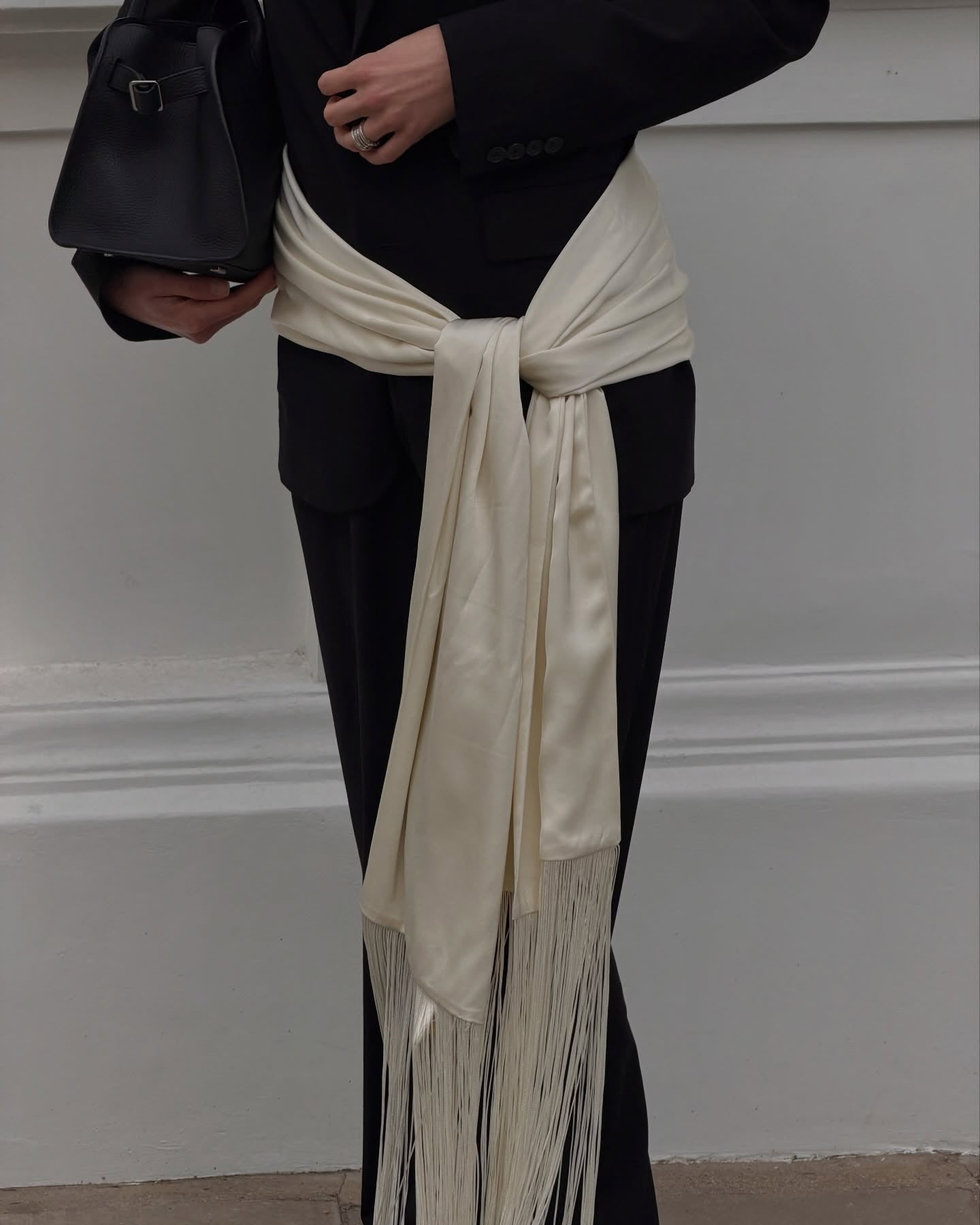 ZEYA - Amelie Fringe Tassel Satin Scarf Belt