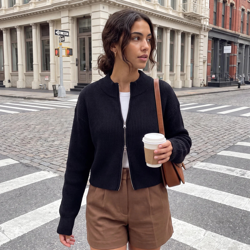 ZEYA - Amy Double Zip Knit Cardigan