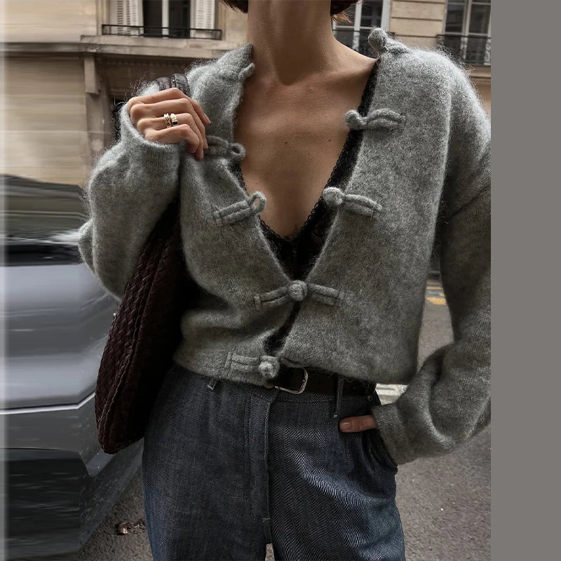 ZEYA - Angela Frog Knots Knitted Cardigan