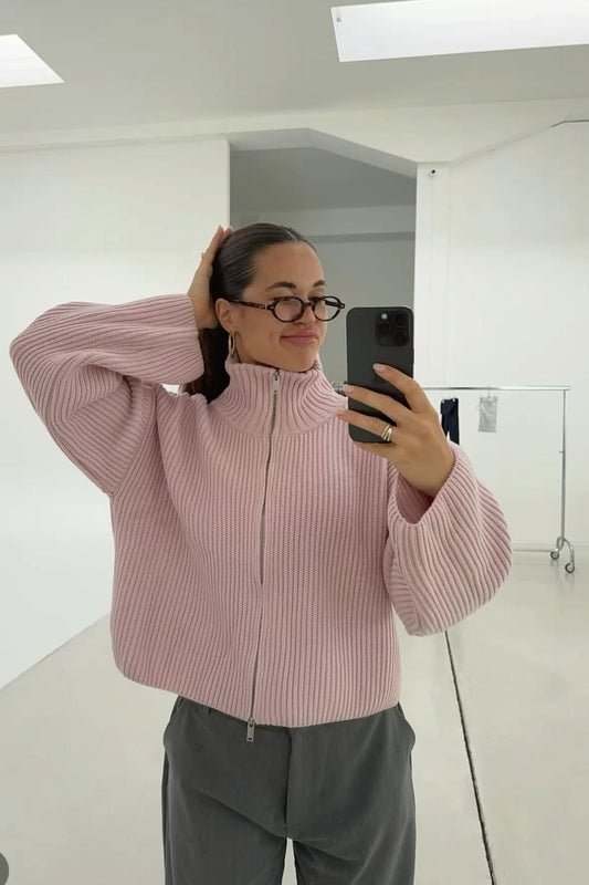 ZEYA - Angela Oversized Ribbed Zip-Up Sweater