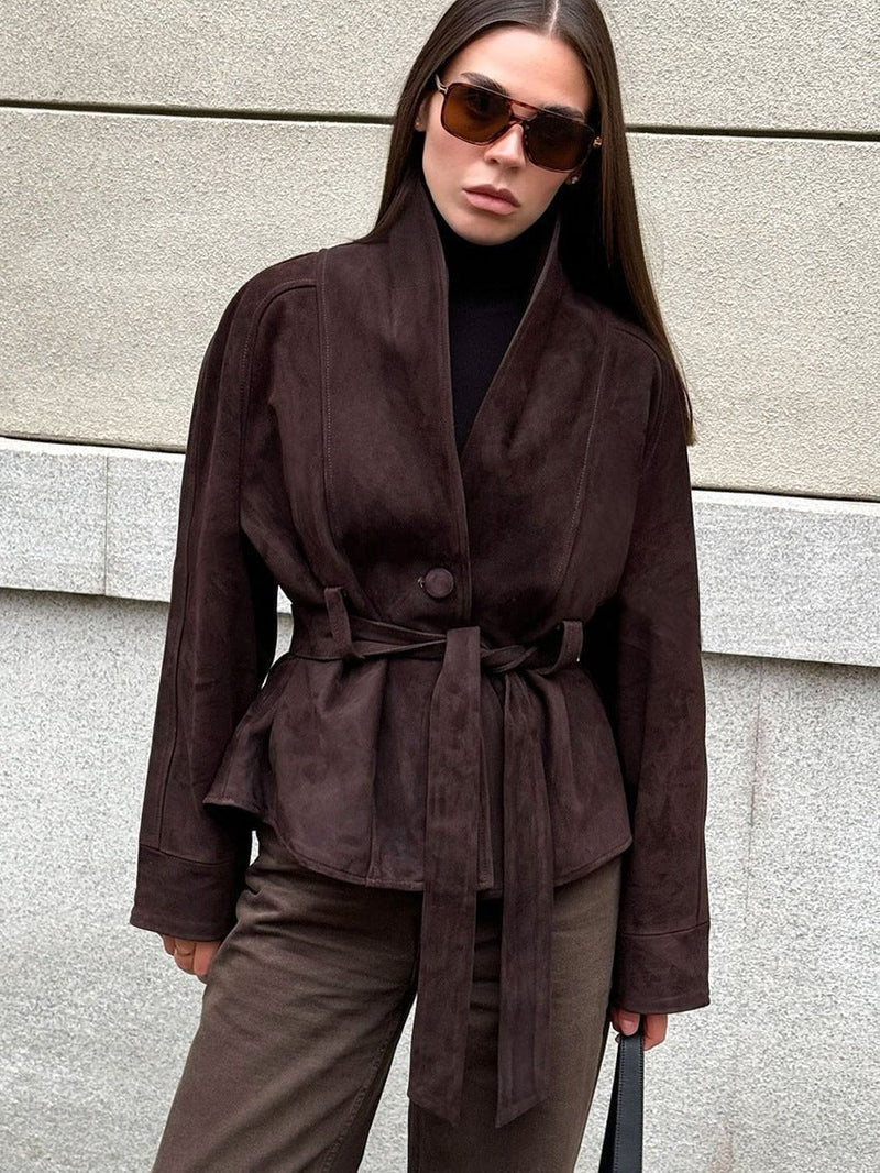 ZEYA - Annie Belted Suede Trench Coat