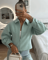 Audrey Tweed Cropped Zip Jakke