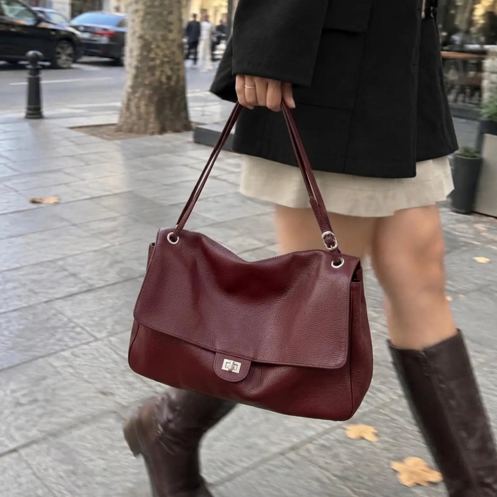 ZEYA - Ava Maxi Flap Leather Shoulder Bag