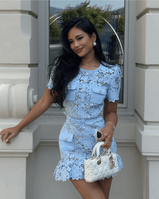 ZEYA - Azure Floral Lace Mini Dress