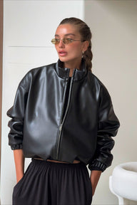 Blake Cropped Leather Jacket