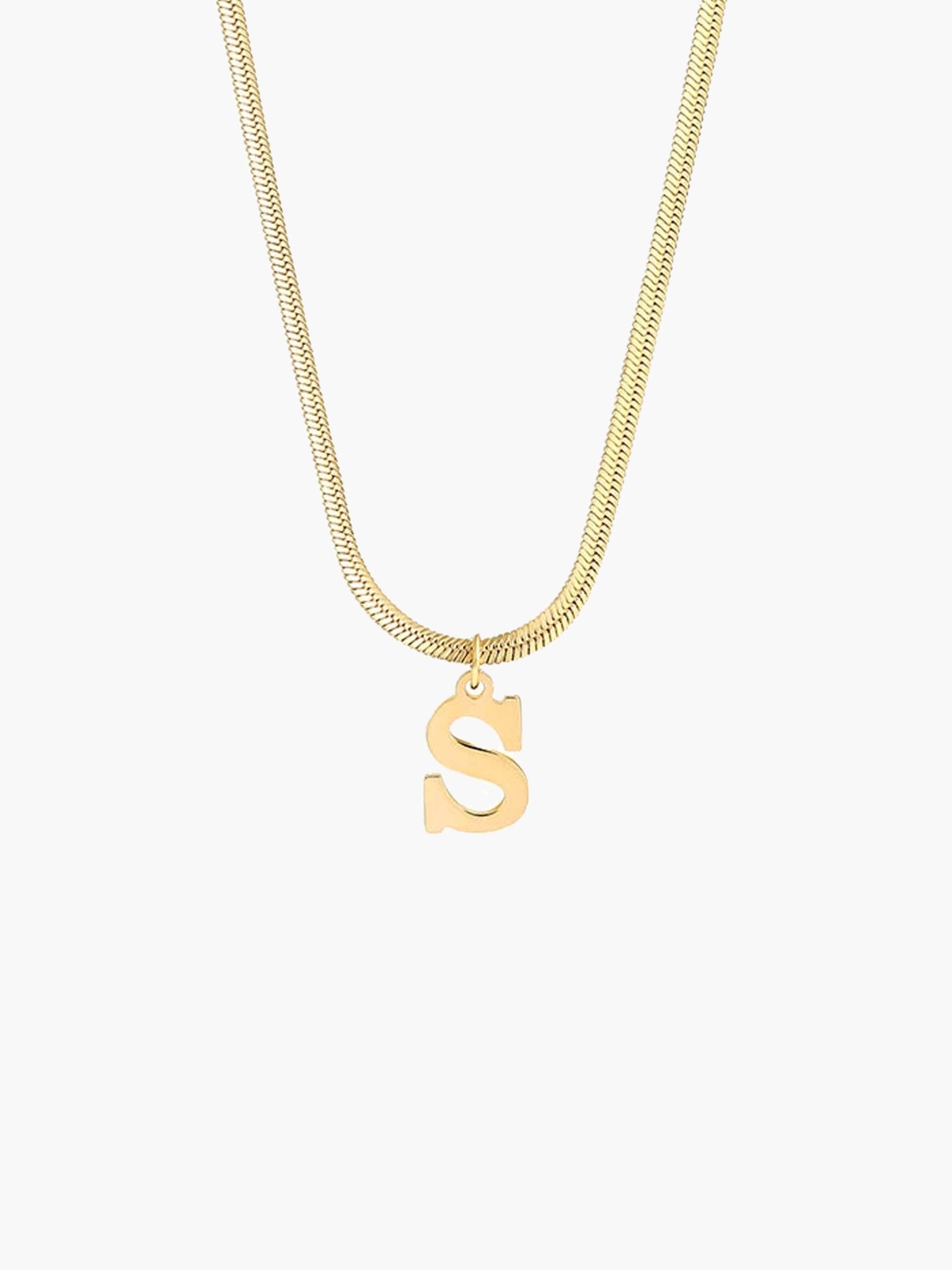ZEYA - Capriana Inital Necklace - Gold Initial Necklace with A - Z Alphabet Pendant & Elegant Snake Chain
