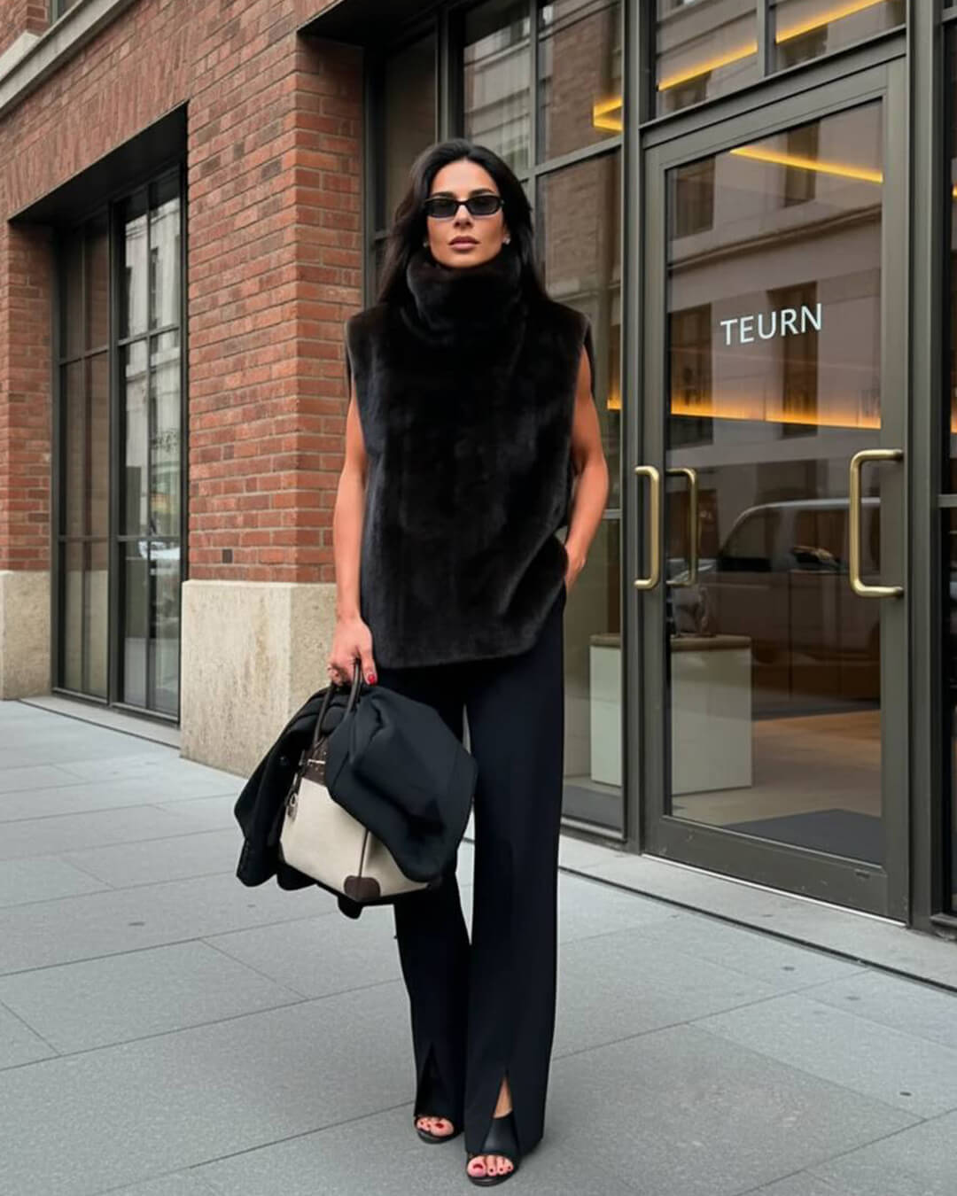 Carina Faux Pels Rullekrave Vest