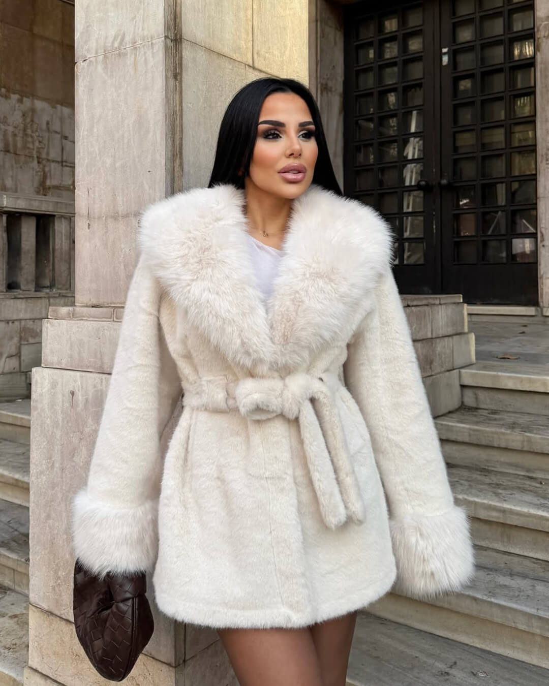 ZEYA - Carmina Faux Fur Trim Coat