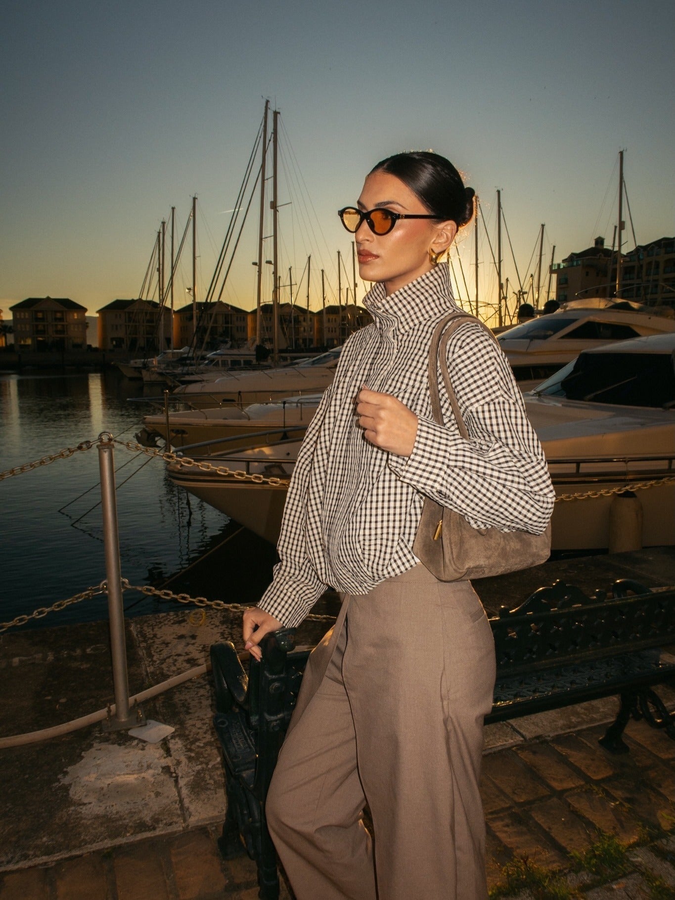 ZEYA - Christina Plaid Funnel Neck Jacket
