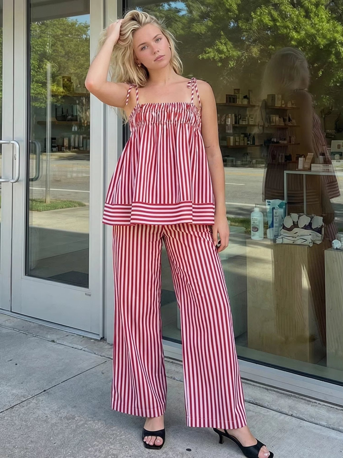 ZEYA - Claudia Striped Silk Pajama Set
