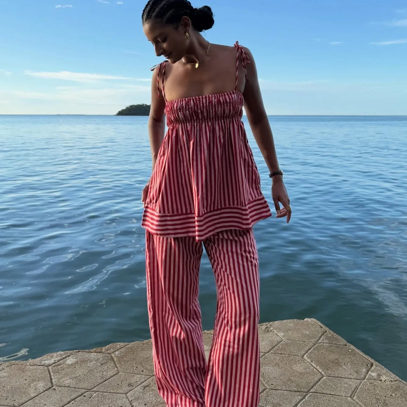 ZEYA - Claudia Striped Silk Pajama Set