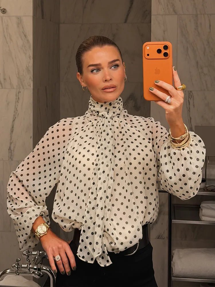 ZEYA - Cleo High Collar Polka Dot Blouse