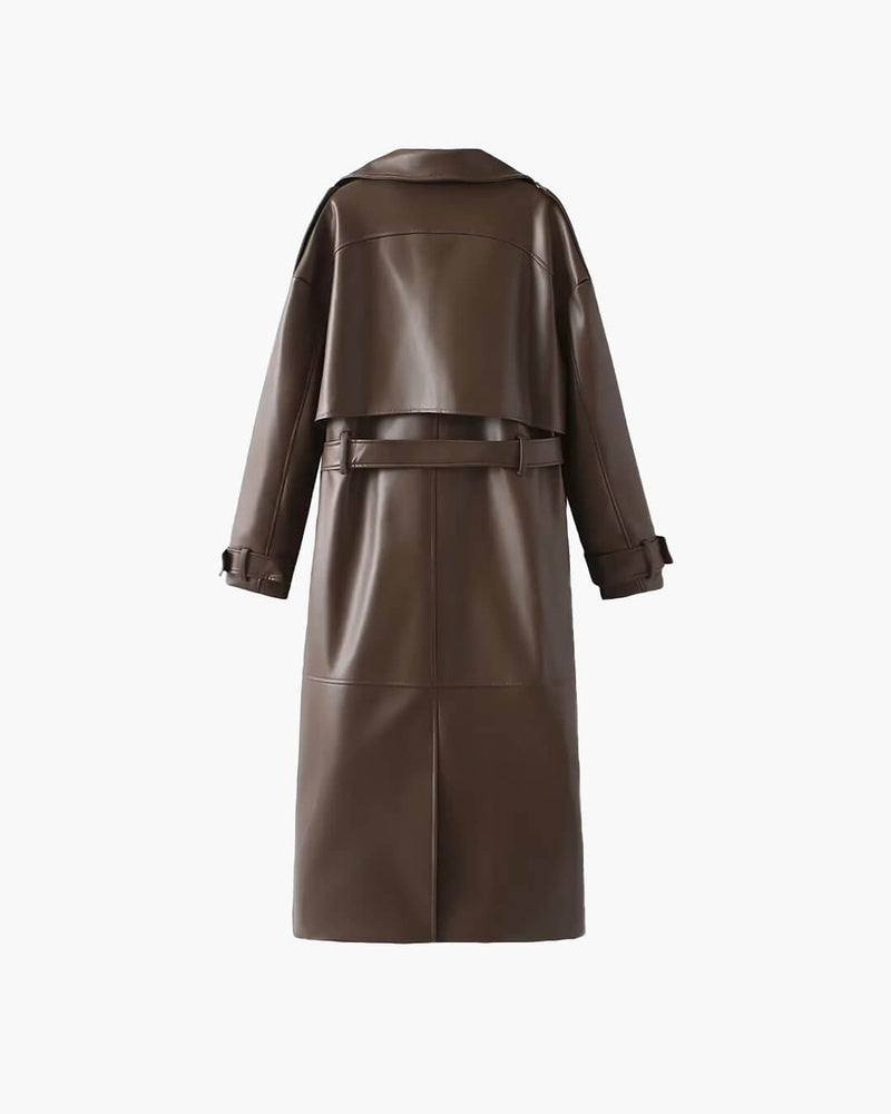 ZEYA - Connie Faux Leather Maxi Trench Coat