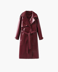 Connie trenchcoat i kunstlæder, maxi