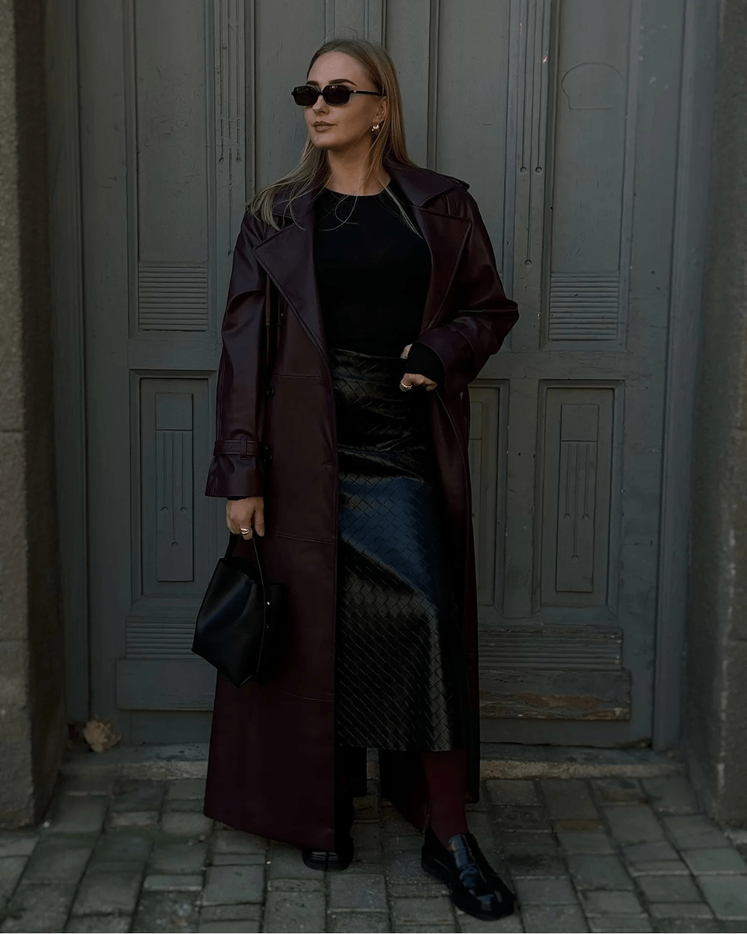 ZEYA - Connie Faux Leather Maxi Trench Coat